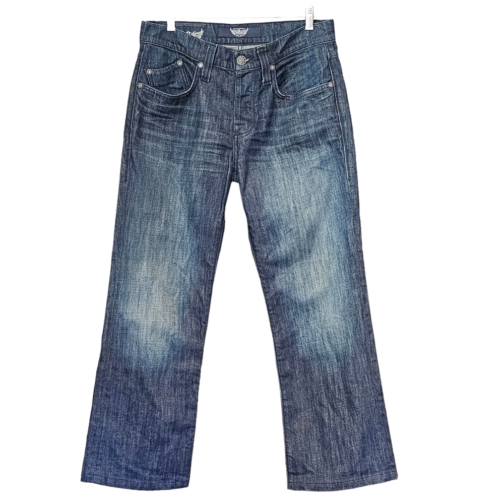 ROCK & Republic Embroidered Dark Wash Distressed Jeans Size 32 x 28